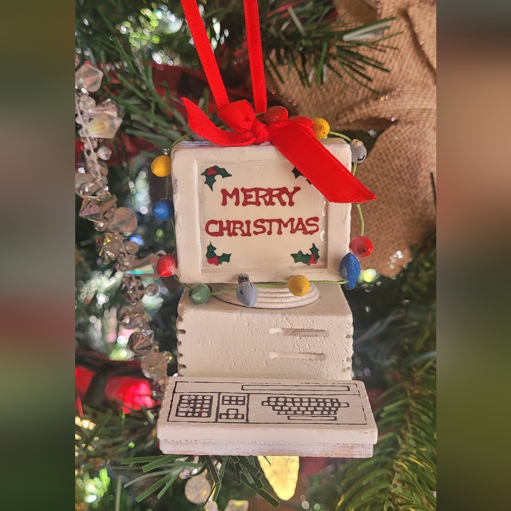 Kurt S Adler 1993 Wood Computer Ornament With Lights Rare Hard To Find